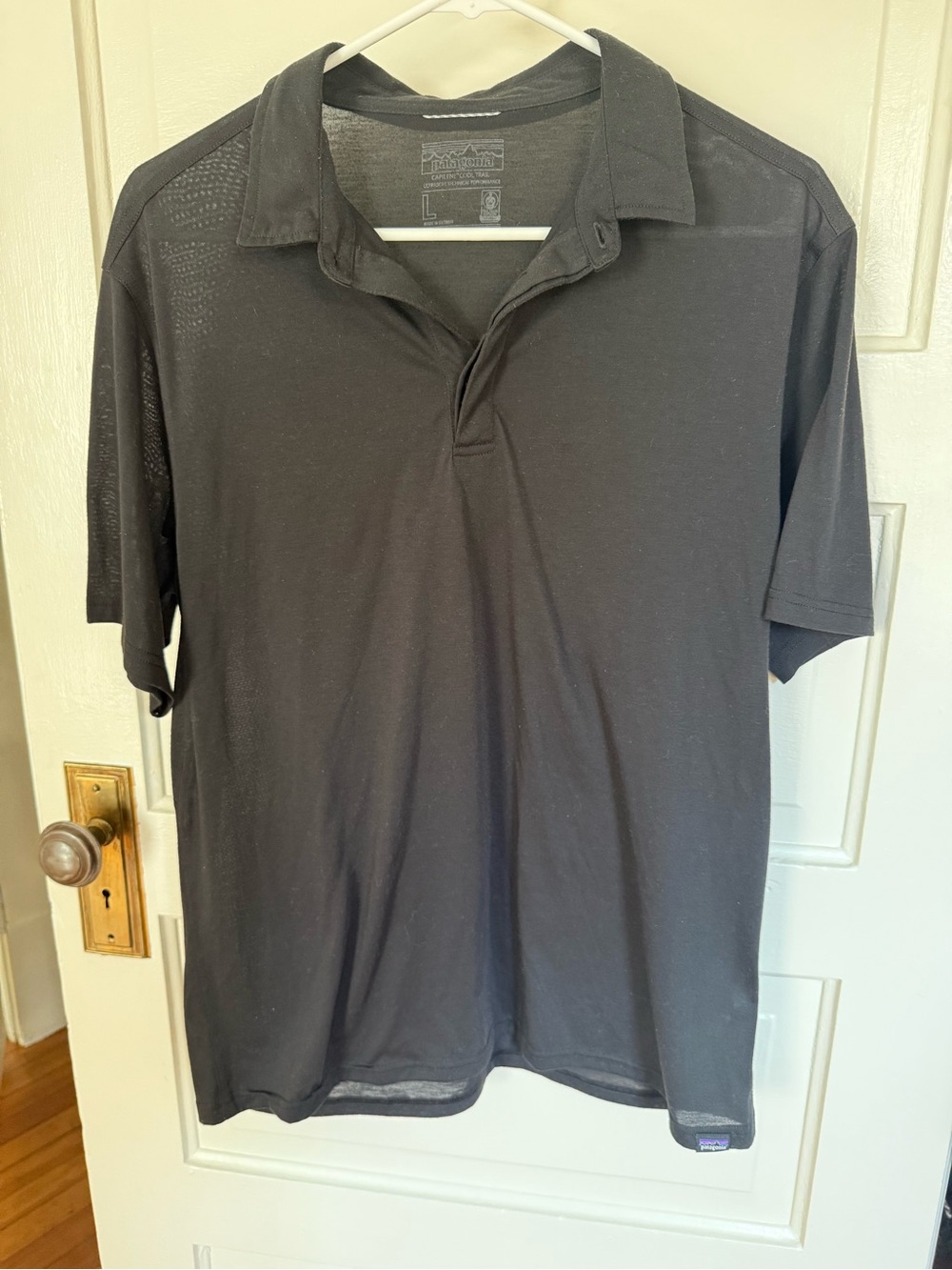 Patagonia Capilene Cool Trail Men's Black Polo Shirt size Large